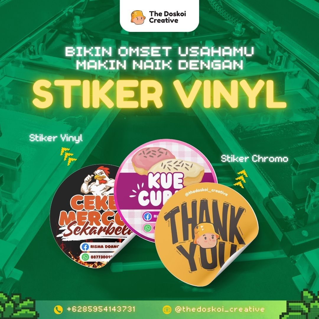 Tingkatkan branding usahamu dengan stiker label yang keren dan berkualitas dari Doskoi Creative! Dengan desain yang bisa