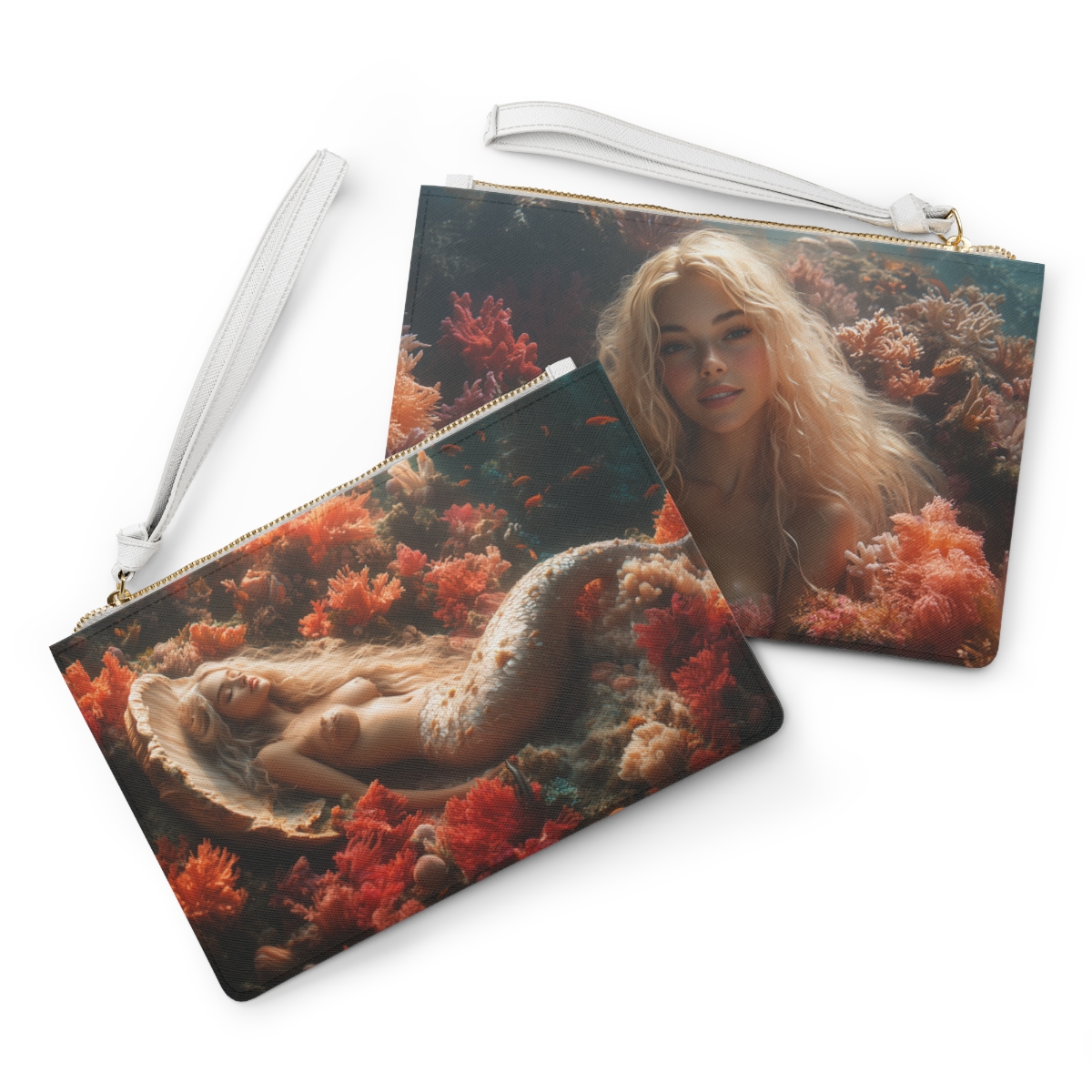 Mermaid Clutch Bag | Fantasy Purse for Beach Lovers, Boho Accessory, Gift for Her, Summer Night Out Clutch, Illustrated Art Purse - $32.42 - Ethereal Beauty Art thumbnail