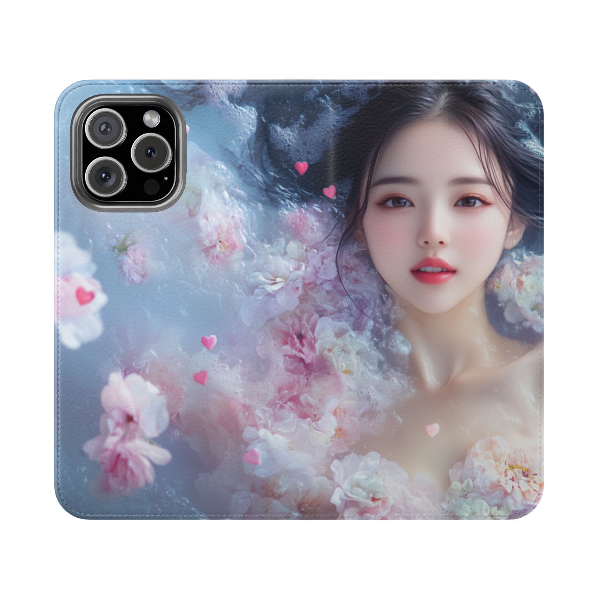 Chic Floral Phone Flip Case | Stylish Smartphone Cover for Women, Elegant Gift for Birthdays, Personalized Accessories, Soft Pastel Design - $33.89 - Ethereal Beauty Art thumbnail