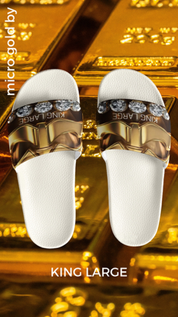 micro gold by KING LARGE - Men's Slides White - KING LARGE thumbnail