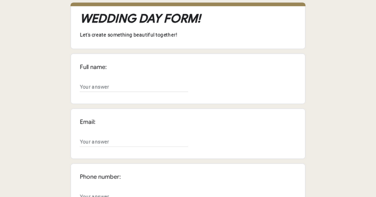 WEDDING DAY FORM! thumbnail