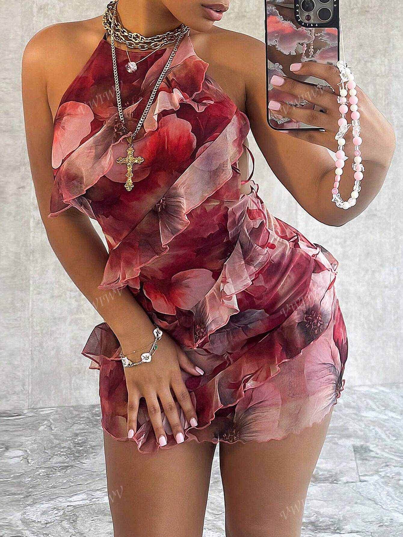 Women's Summer Halter Neck Backless Straps Suspenders Hip Ruffle Charm Fashion Hottie Sexy Party Mini Dress thumbnail