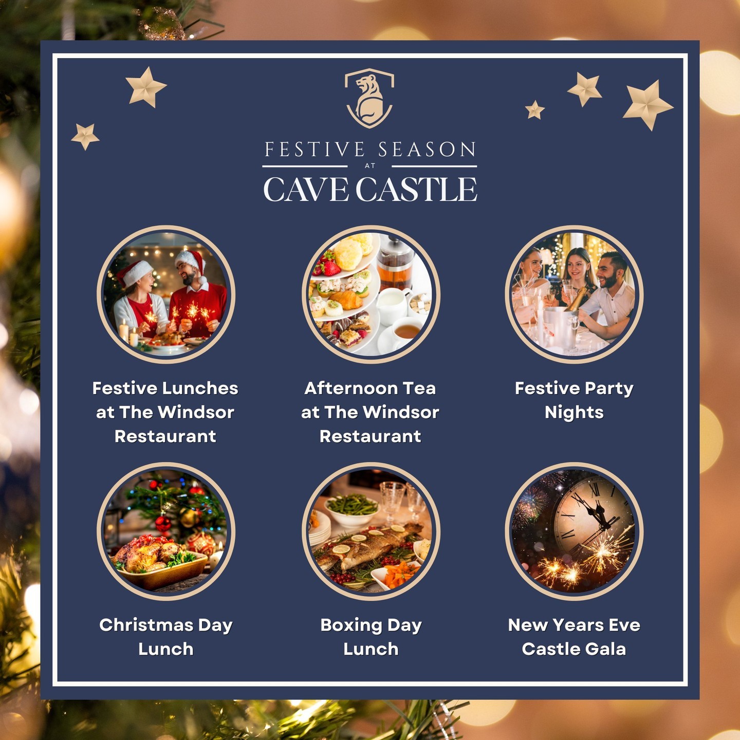 🎄 Get ready for a season filled with festive cheer! Join us for a series of exciting events at Cave Castle Hotel. There'