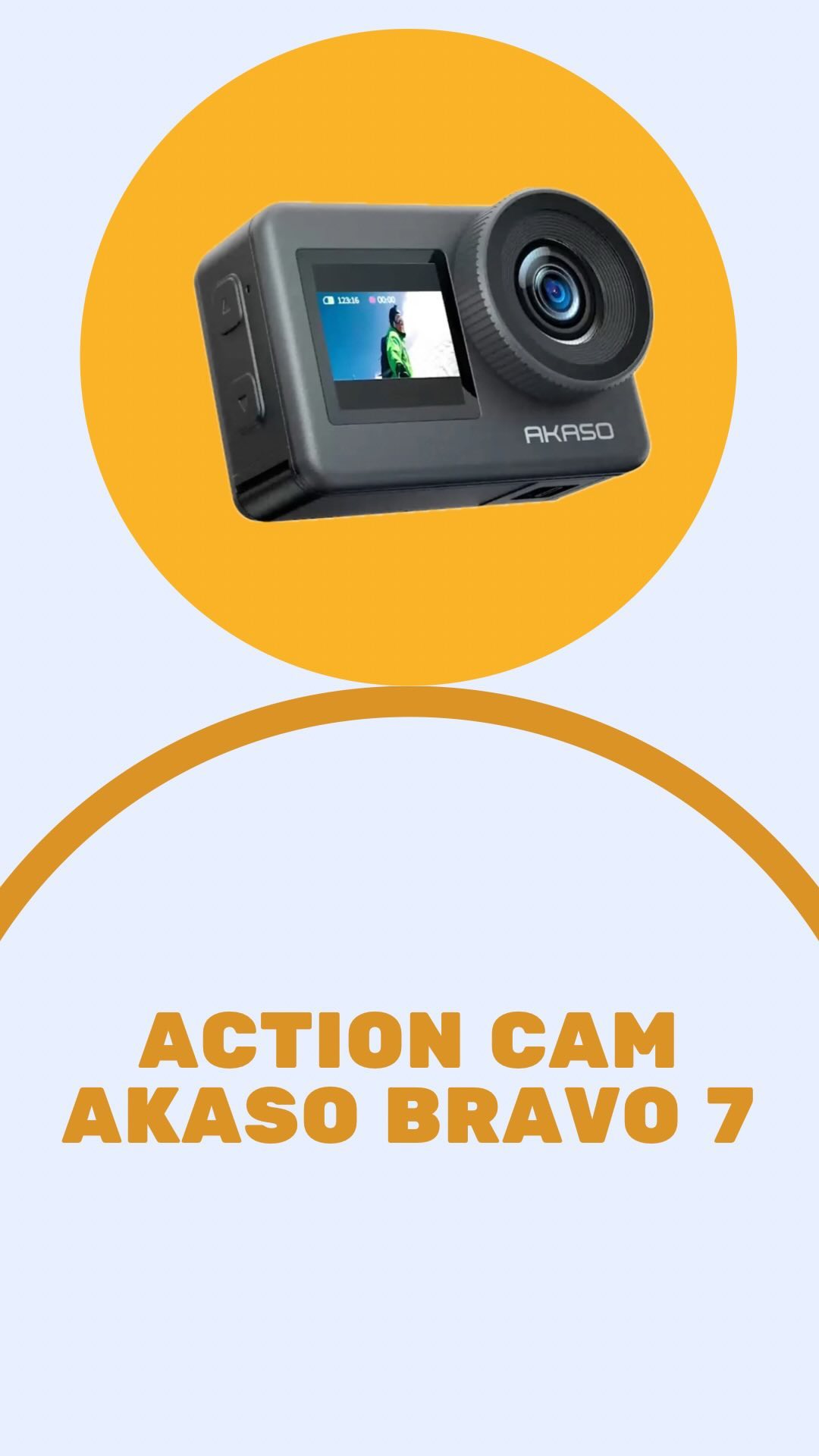 Action cam della AKASO brave 7 
⬇️⬇️
modello-Brave 7, supporta 4K 30fps, 2.7K 30fps, 1080P 60fps, video 720P 120fps e im