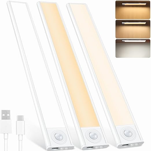 Luce Armadio LED con Sensore di Movimento, Luce LED Sottopensile Cucina USB Ricaricabile, 3 Colore 4 Modalità, Dimmerabile Luce Notturna per Armadio, Cucina, Scale, Corridoio, 3 Pezzi : Amazon.it: Illuminazione thumbnail