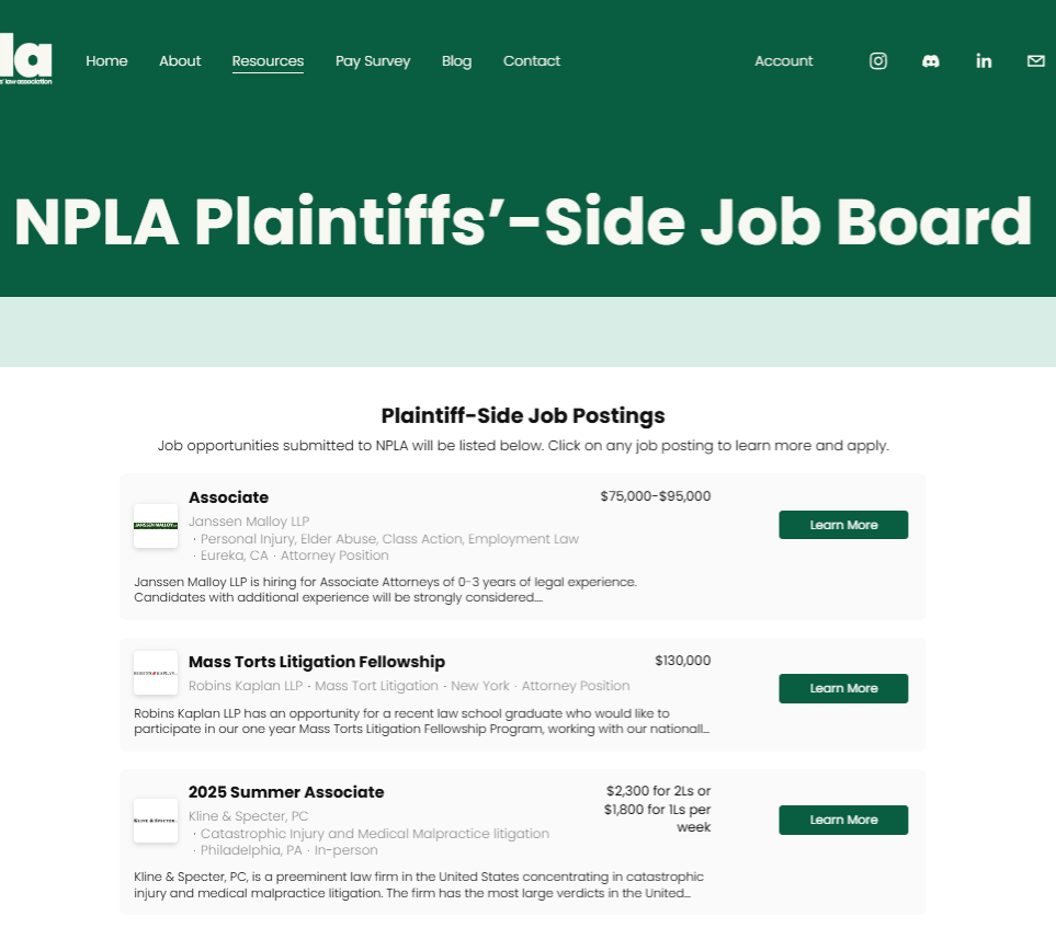 Plaintiffs' Side Job Board thumbnail