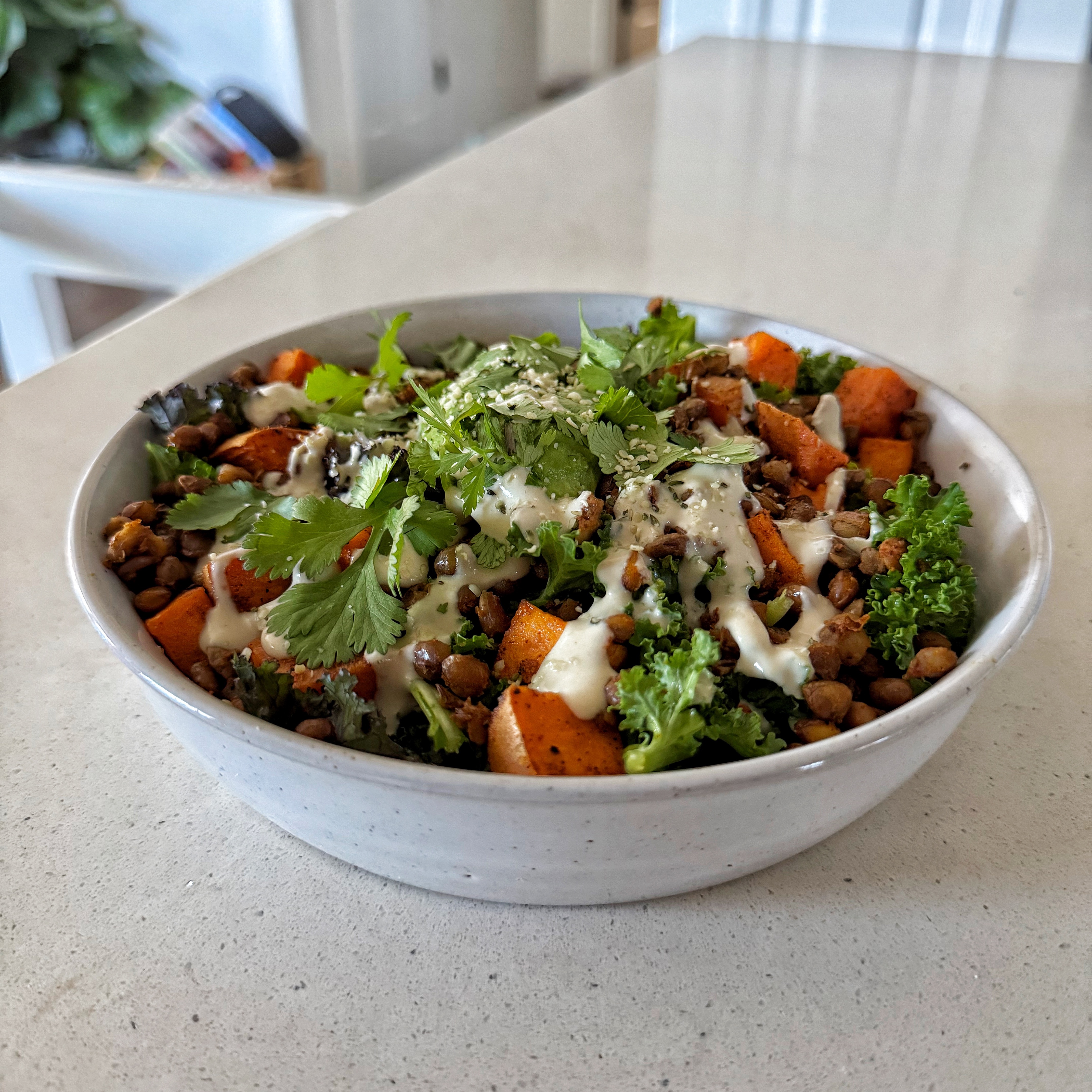 Roasted Lentil And Sweet Potato Kale Salad thumbnail