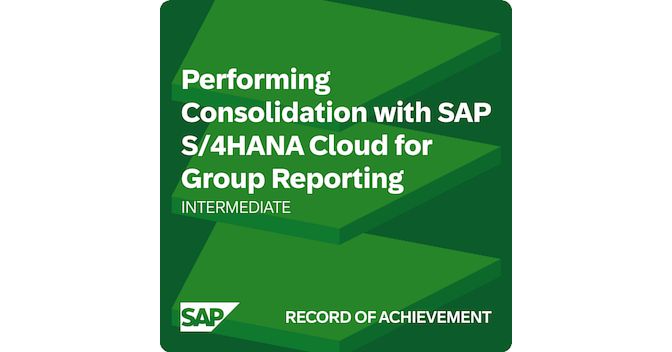 SAP Badge Earned - Performing Consolidation with Group Reporting (8 hrs.) thumbnail