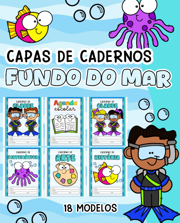 CAPINHAS DE CADERNO - FUNDO DO MAR thumbnail