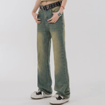 Jeans wide leg low waist biru retro thumbnail