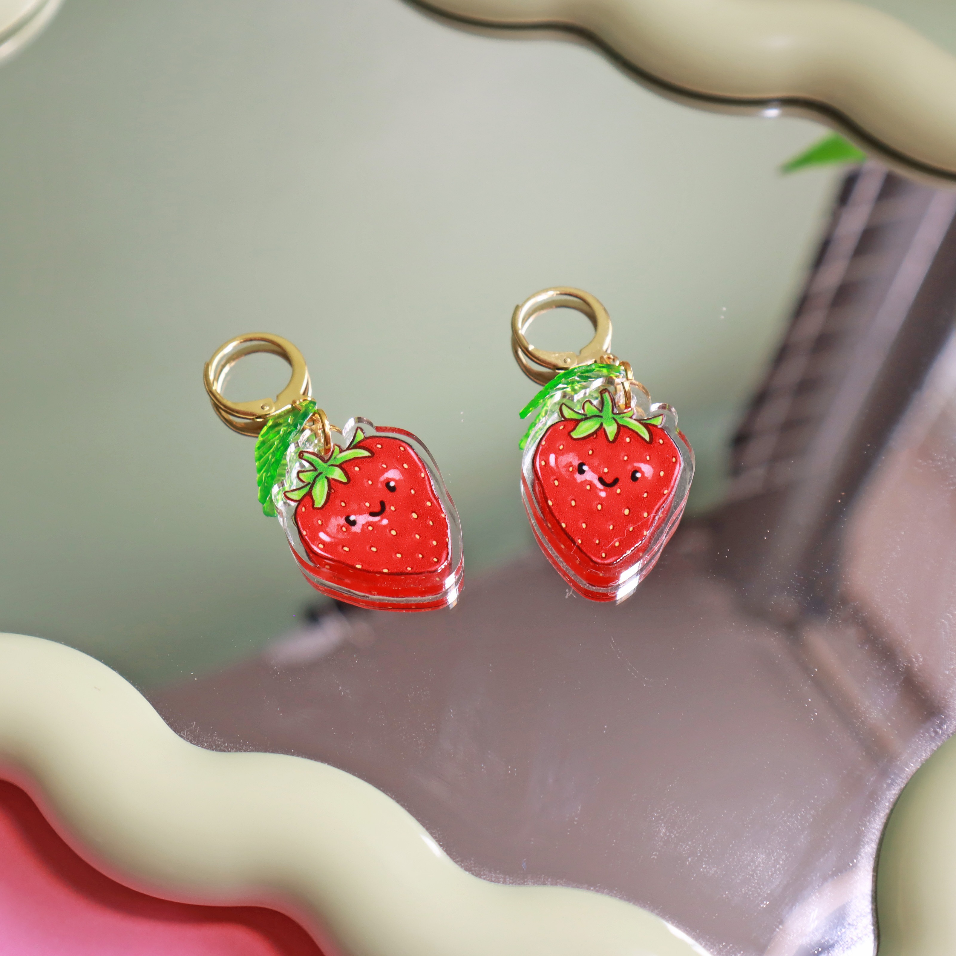 Strawberries Huggie Earrings thumbnail