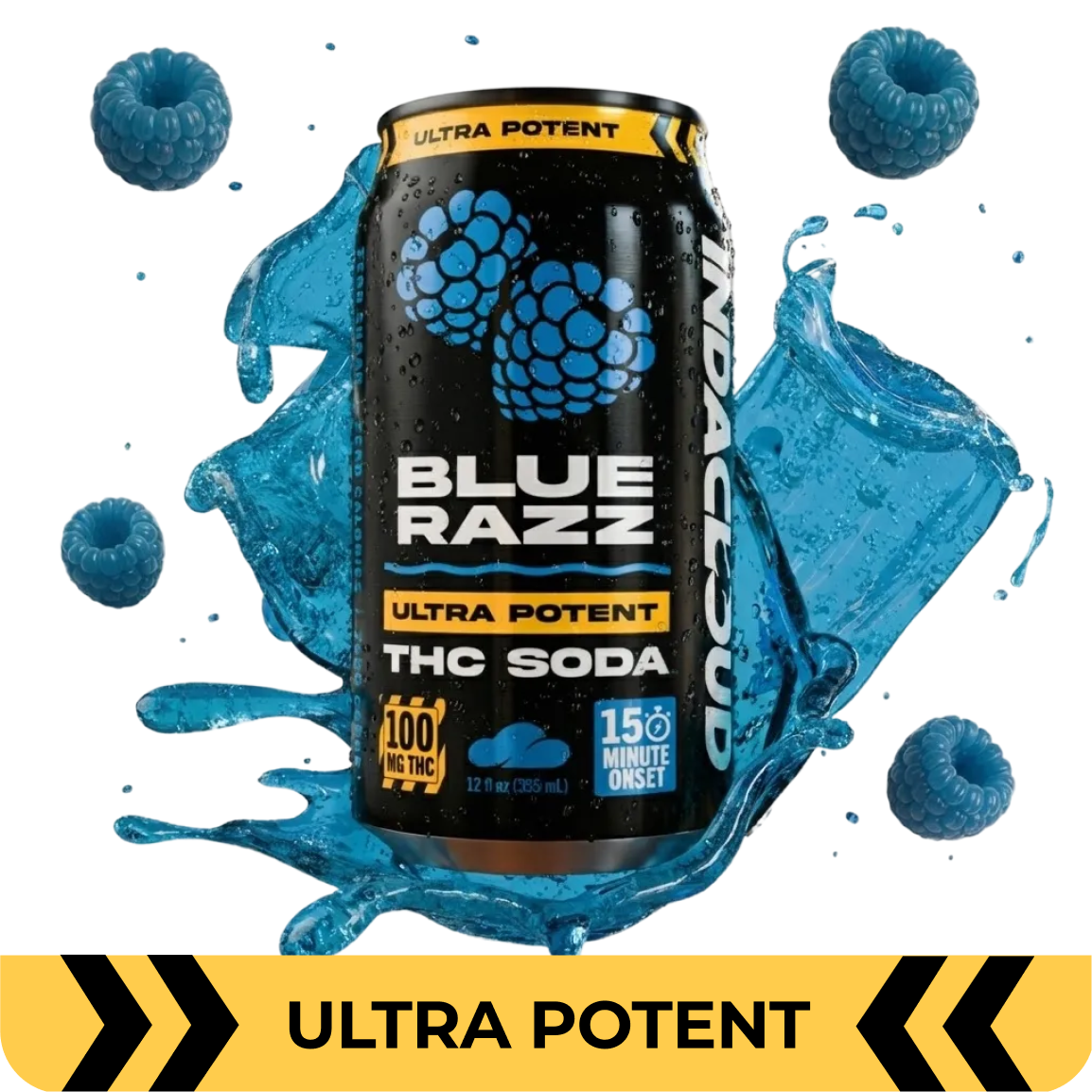 Buy Blue Razz 100mg Sugarfree THC Soda (4-Pack) Online - IndaCloud thumbnail