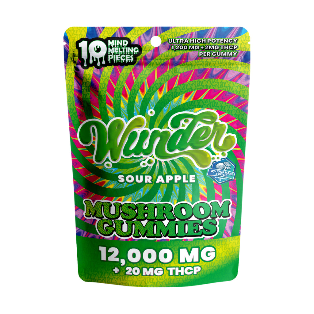 Wunder High Potency Mushroom Gummies + 2mg THCp  | Sour Apple thumbnail