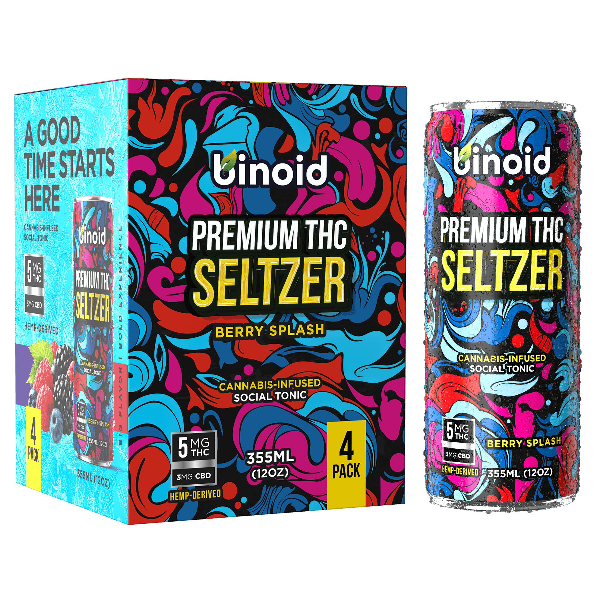 THC Seltzer - Good Vibes Cannabis Drink (4 Pack) thumbnail