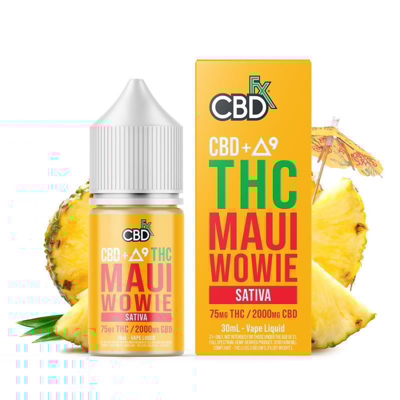 CBD + Delta-9 THC Vape Juice: Maui Wowie - Sativa - CBDfx.com thumbnail