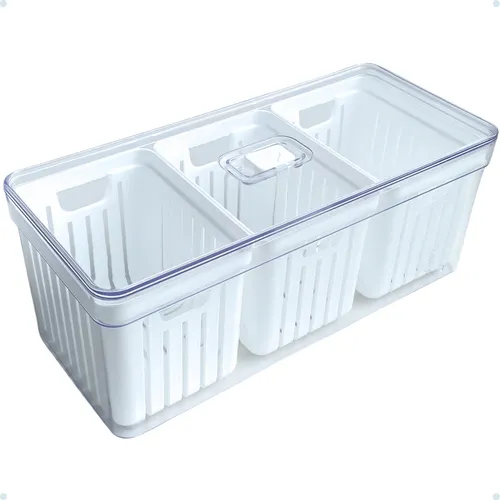 Organizador Acrílico Geladeira Cozinha 33x14,5x13,5cm 6,8l 3 Cestos thumbnail
