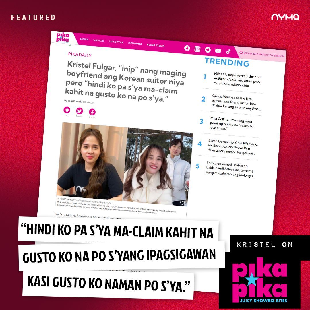 Hindi raw akalain ng actress and content creator na si @kristelfulgar na makikilala n’ya ang Korean guy na nagpapaligaya