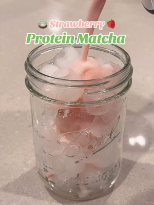 Strawberry Protein Matcha 🍓🍵 I was craving a strawberry matchup from my local coffee shop, but one with some thing with 