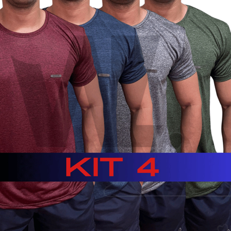Kit 4 Camisetas Masculinas Dry Fit Malha Fria Moda Fitness Manga Curta Academia Blusa Treino thumbnail