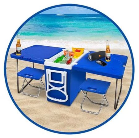 Super Caixa Térmica Cooler Multifuncional 32 L Com Mesa E Cadeira Praia Camping 5 Em 1 thumbnail