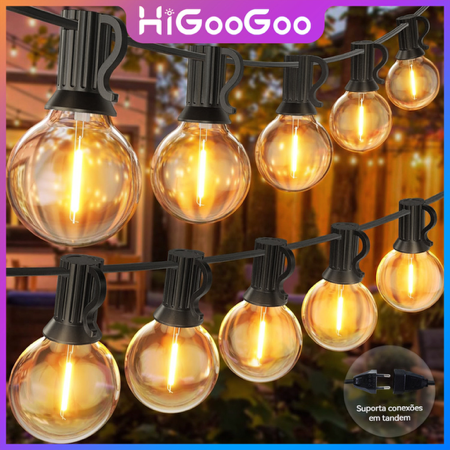 HiGooGoo G40 Inquebrável Cordão De Luz Iluminação Externa 30M 55 LED Lâmpadas Varal De Luzes Decoração Carnaval Natal thumbnail