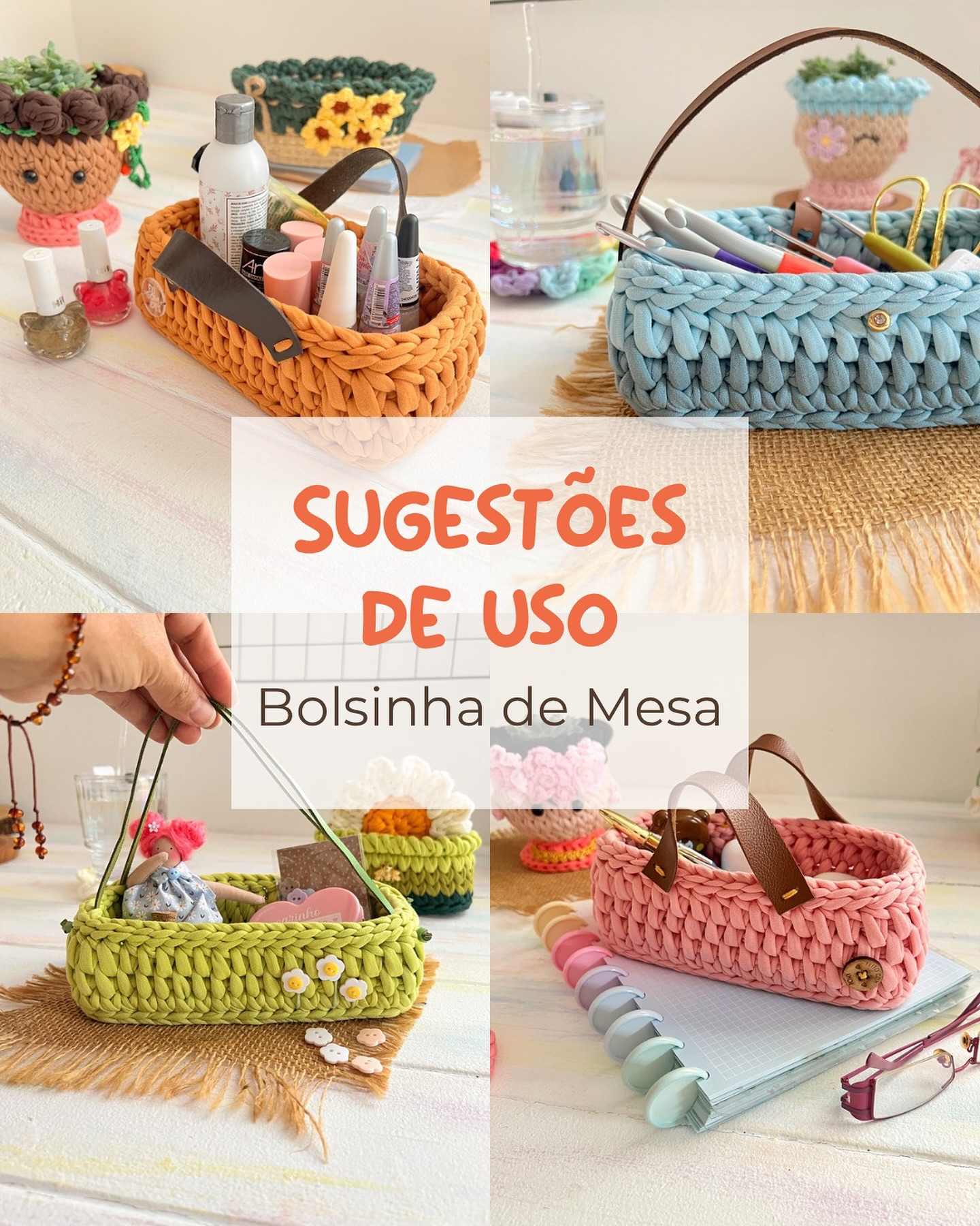 ☺︎ Sugestões de uso para a Bolsinha de Mesa 

Com toda certeza essa Bolsinha fará diferença na organização dos itens do 