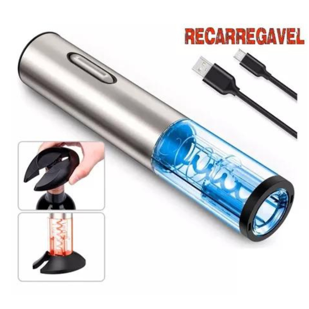 Saca Rolha Eletrico Profissional Com Cabo USB thumbnail