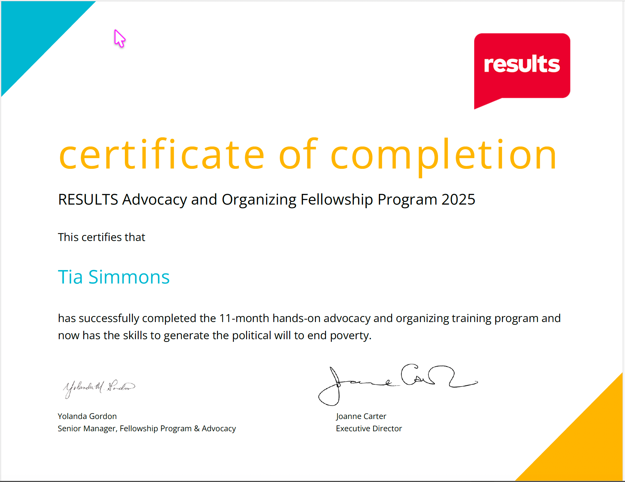 RESULTS Organizing and Advocacy Fellowship 2025 thumbnail