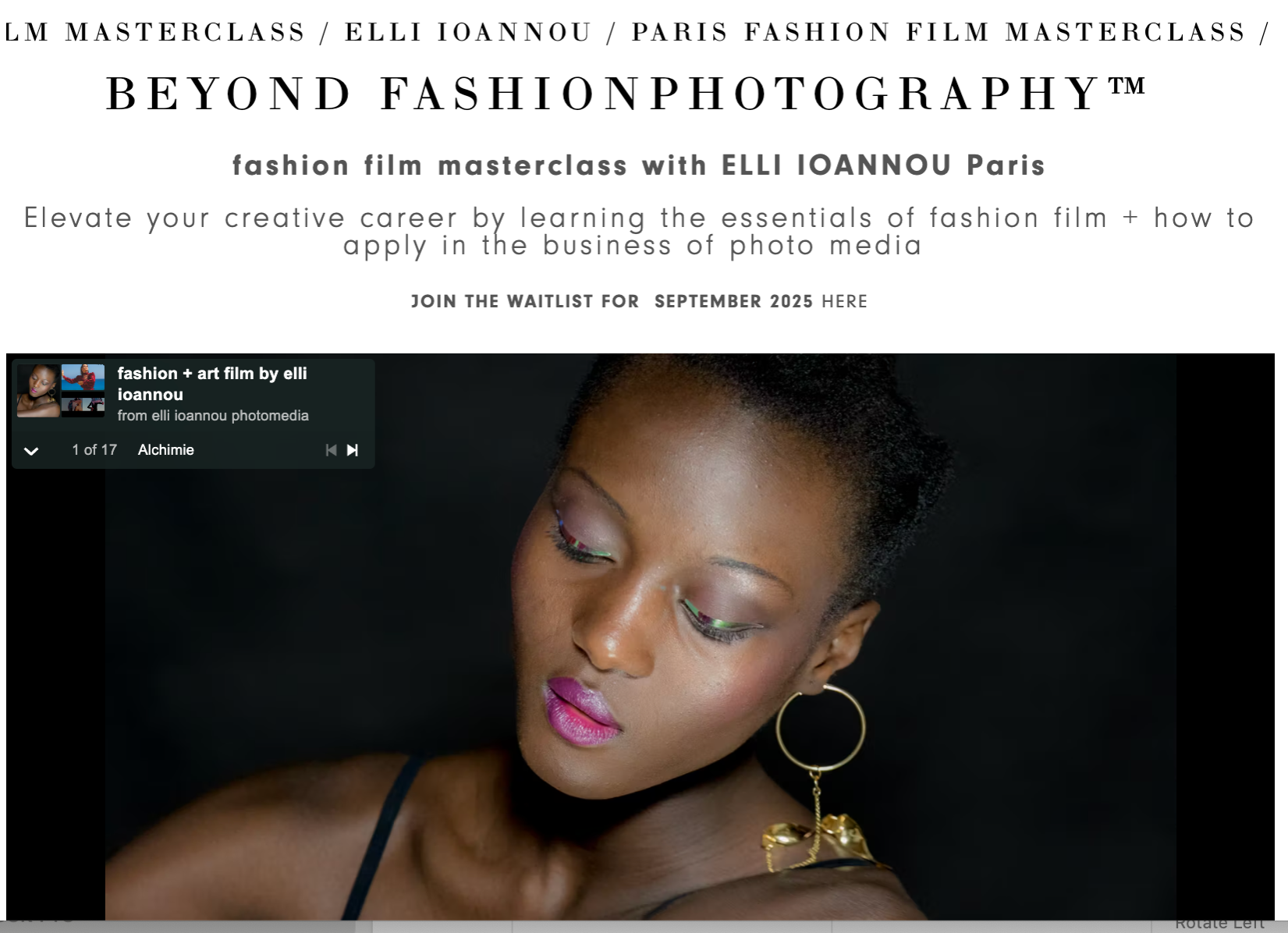 MASTERCLASS- FASHION FILM /  WAITLIST NOW OPEN thumbnail