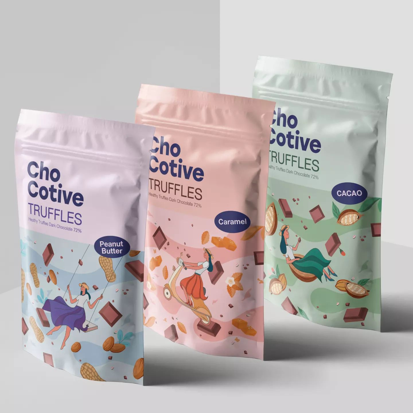 Chocotive Truffles
Packaging design
Chocotive is a chocolate home business located in Saudi Arabia. In its new phase, un