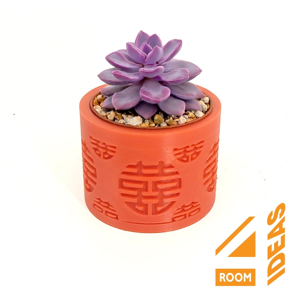 Succulent Planter Chinese Style - Double Happiness thumbnail