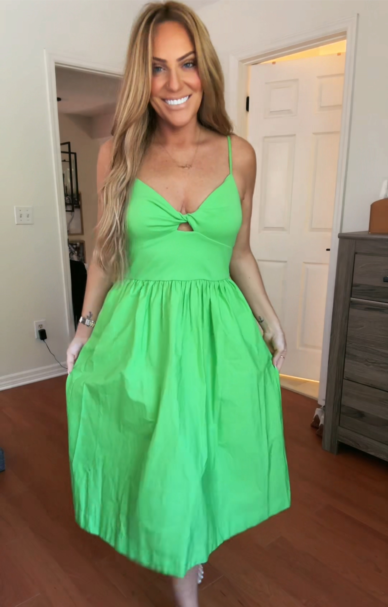 Ballet Midi Sundress - Lime Green and Black thumbnail