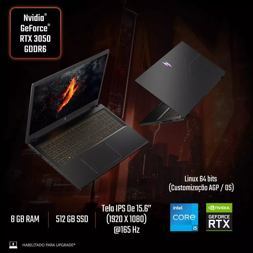 Notebook Nitro V15 Placa Video RTX3050 l Para você modelar os produtos 3D sem travamentos thumbnail