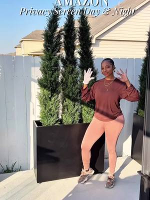 Here is an easy privacy screen I made with these black planters & cedar trees from @Amazon, I use cotton, gap filler, Sp