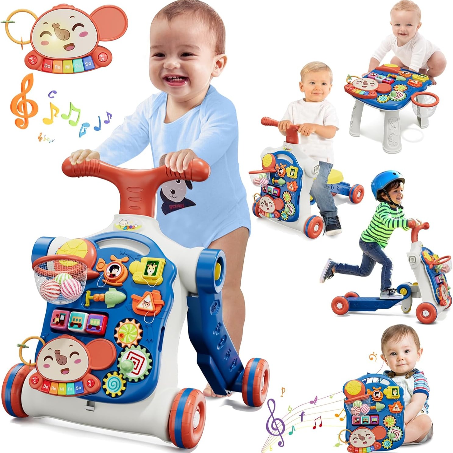 5 en 1 Trotteur Bébé Garçon, Chariot de Marche Bebe  thumbnail