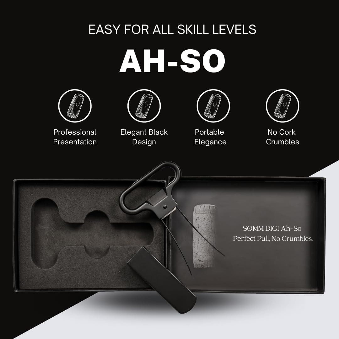 SOMM DIGI Sommelier Approved Ah-So Wine Opener with Corkscrew - Two-Prong Cork Puller Wine Bottle Opener  thumbnail