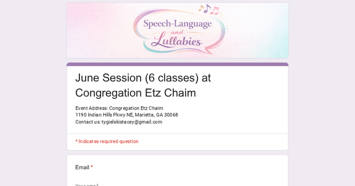 East Cobb June Session (6 classes) at Congregation Etz Chaim thumbnail