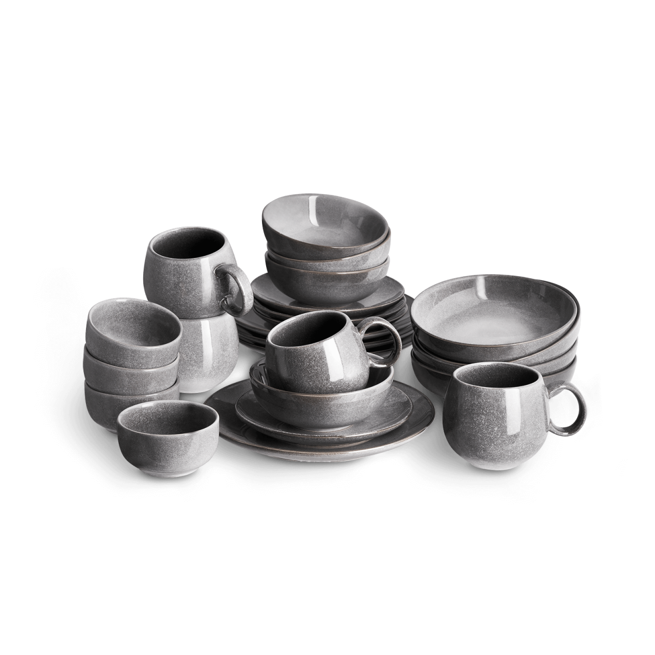 Misty Cliff Geschirrset 24-teilig aus Steingut - Grau thumbnail