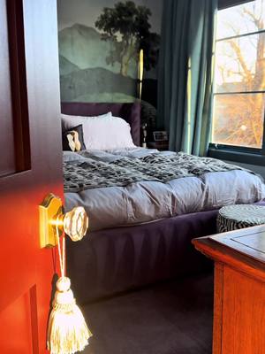 Replying to @C O U R T N E Y i love the way the morning light romances my bedroom  door in @sherwinwilliams SW2801 🎨 #ho