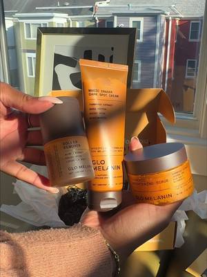 ☀️ i’m ready to start glowing! ty @✨ Glo Melanin ✨ for the new goodies 🧡 #glowup #blackowned #skincare #glofam #unboxin