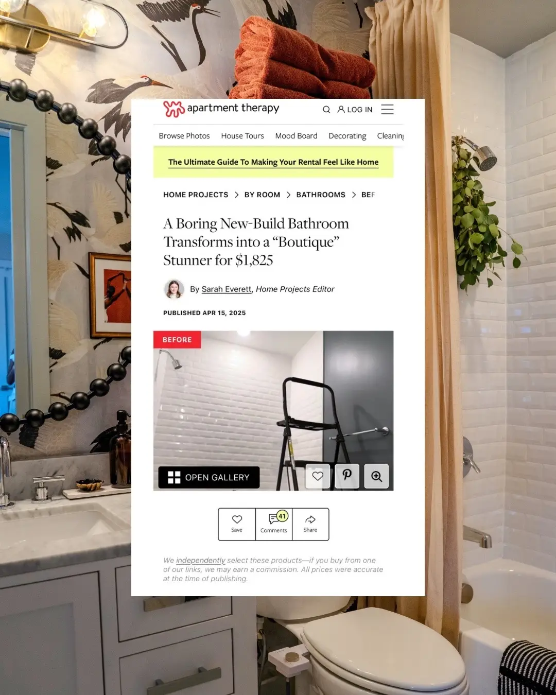 Back in April, @Apartment Therapy featured my guest bathroom—and looking back, it was the project that taught me the mos
