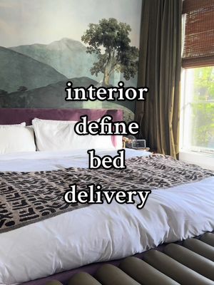 Replying to @Jasmine guess what finally arrived! 🛌💜 Graham bed in Lavender by @Interior Define  Wallpaper by @belarteSTU