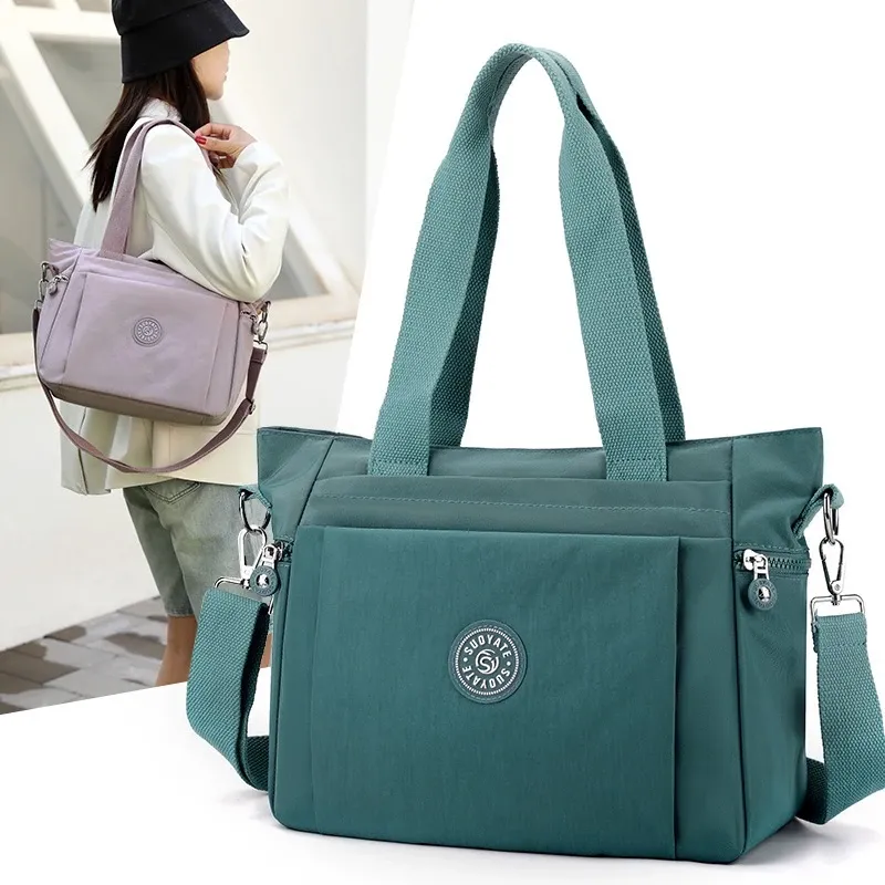 Bolsa Ombro Feminina Viagem Zíper Casual Tecido Capacidade Multibolsos Alta Qualidade  thumbnail