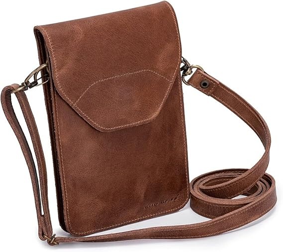 Mini Bolsa Feminina Porta Celular/documentos Couro Legítimo (Marrom) thumbnail