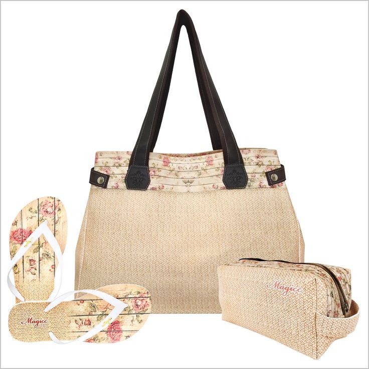 Kit feminino de bolsa grande impermeável com necessaire e chinelo thumbnail