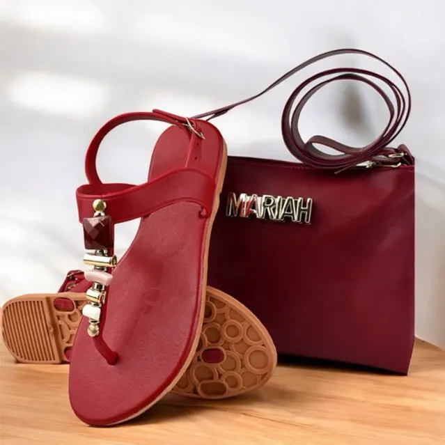 ✨ Kit Feminino Sandália + Bolsa - Cores Preto, Caramelo, Verde, Vermelho e Rosa ✨ thumbnail