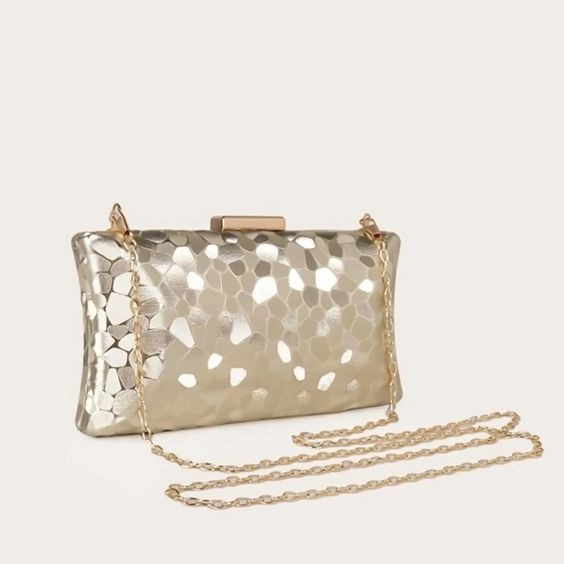 Dazzy bolsa de jantar texturizada com brilho e alça transversal thumbnail