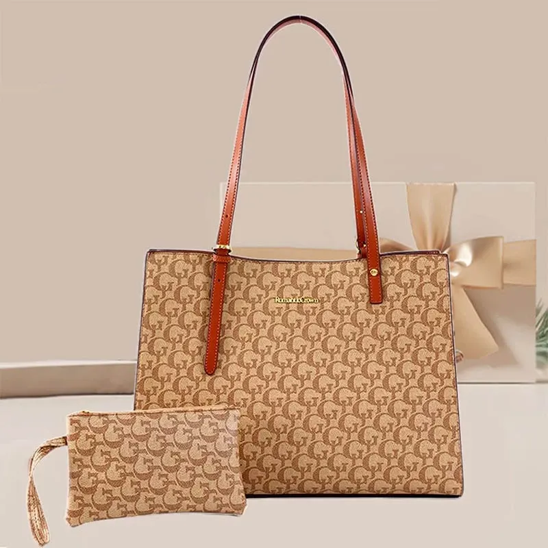 Bolsa de Ombro Feminina de Grande Capacidade , Compatível com Laptop, Couro Impermeável Casual Presente Tote Bolsa thumbnail