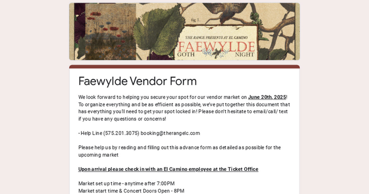 Faewylde Goth Night Vendor Form thumbnail