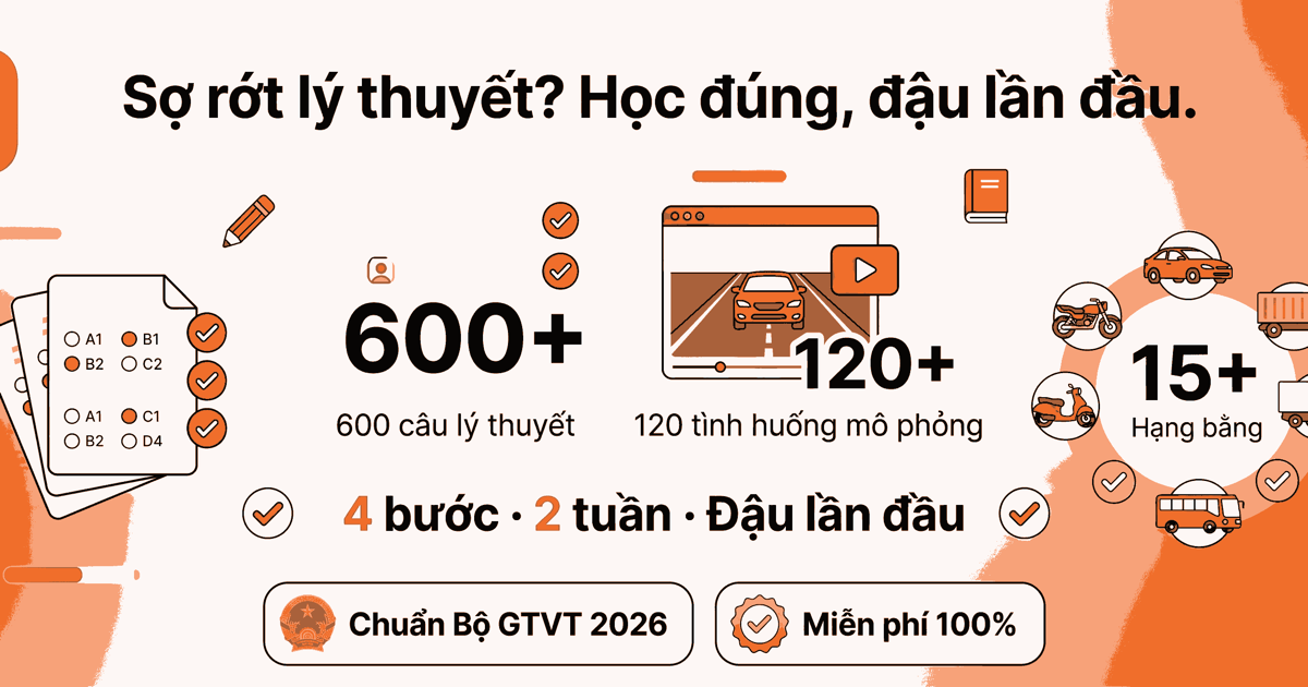 Ôn thi GPLX 2026 — 15 hạng chuẩn Bộ GTVT, miễn phí thumbnail